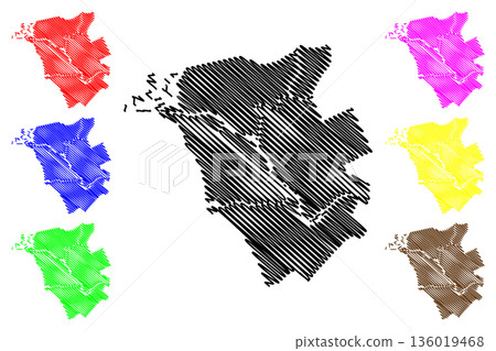 Kampen city and municipality (Kingdom of the Netherlands, Holland, Overijssel or Oaverysel province) map vector illustration, scribble sketch map Kampen city and municipality (Kingdom of the Netherlands, Holland, Overijssel or Oaverysel province) map vector illustration, scribble sketch map 136019468