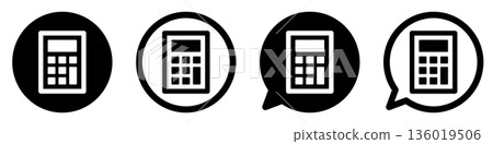 計算器圖示集,包含計算、會計、數字相關的單色UI設計素材。 計算器圖示集,包含計算、會計、數字相關的單色UI設計素材。 136019506