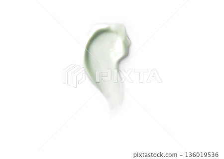 Swatch sampled with a smear of cream. Face skin care, hand care, facial care. Isolated photo white background Swatch sampled with a smear of cream. Face skin care, hand care, facial care. Isolated photo white background 136019536