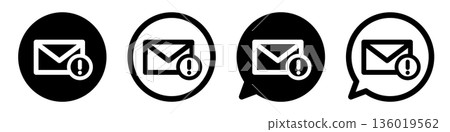 Error email icon UI design for caution, warning, and trouble notifications Error email icon UI design for caution, warning, and trouble notifications 136019562