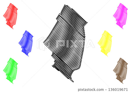 Lisse municipality (Kingdom of the Netherlands, Holland, South Holland or Zuid-Holland province) map vector illustration, scribble sketch map 136019671