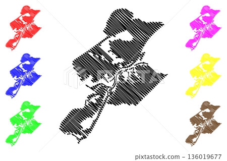 Maasgouw municipality (Kingdom of the Netherlands, Holland, Limburg province) map vector illustration, scribble sketch Maasgouw map 136019677