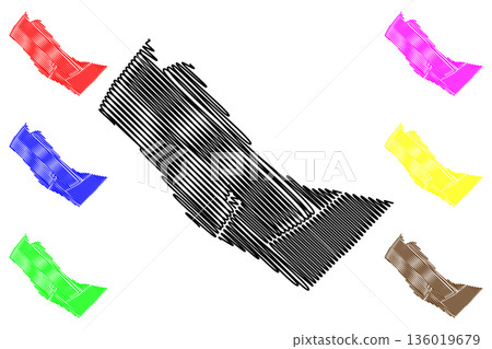 Maassluis municipality (Kingdom of the Netherlands, Holland, South Holland or Zuid-Holland province) map vector illustration, scribble sketch map 136019679