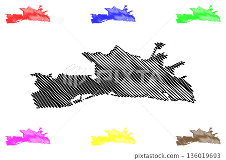 Neder-Betuwe municipality (Kingdom of the Netherlands, Holland, Gelderland or Guelders province) map vector illustration, scribble sketch Neder Betuwe map 136019693