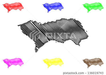 Noord-Beveland municipality (Kingdom of the Netherlands, Holland, Zeeland or Zealand province) map vector illustration, scribble sketch North Beveland map 136019743