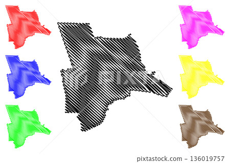 Ommen municipality (Kingdom of the Netherlands, Holland, Overijssel or Oaverysel province) map vector illustration, scribble sketch map 136019757