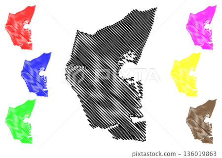 Oostzaan municipality (Kingdom of the Netherlands, Holland, North Holland or Noord-Holland province) map vector illustration, scribble sketch map 136019863