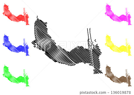 Reimerswaal municipality (Kingdom of the Netherlands, Holland, Zeeland or Zealand province) map vector illustration, scribble sketch map 136019878