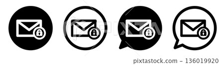 Locked email icon UI design representing security, protection, and confidential information Locked email icon UI design representing security, protection, and confidential information 136019920