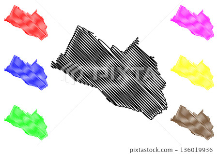 Rhenen city and municipality (Kingdom of the Netherlands, Holland, Utrecht province) map vector illustration, scribble sketch map Rhenen city and municipality (Kingdom of the Netherlands, Holland, Utrecht province) map vector illustration, scribble sketch map 136019936
