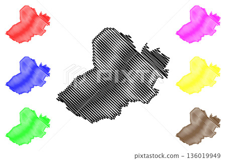 Scherpenzeel municipality (Kingdom of the Netherlands, Holland, Gelderland or Guelders province) map vector illustration, scribble sketch Scherpenzeel map 136019949