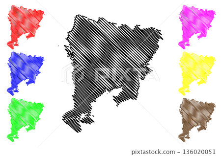Southwest Friesland municipality (Kingdom of the Netherlands, Holland, Frisia or Friesland province) map vector illustration, scribble sketch Sudwest-Fryslan or Sudwest-Fryslan map 136020051