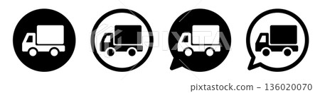 卡車圖標，簡潔的使用者介面設計，適用於配送、物流和運輸。 136020070