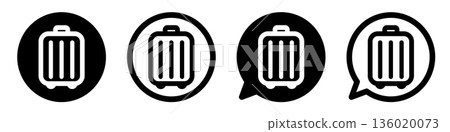Suitcase icon Simple UI design for travel, business trips, and luggage Suitcase icon Simple UI design for travel, business trips, and luggage 136020073