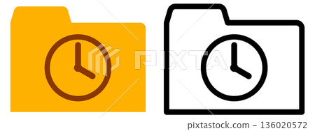 Folder icon with clock (deadline, history, schedule management) Folder icon with clock (deadline, history, schedule management) 136020572