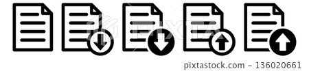 Document upload and download icon set Document upload and download icon set 136020661