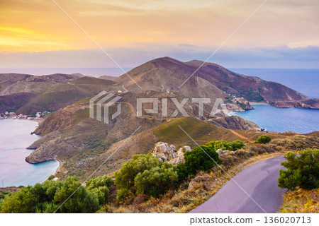Greek coastline on Peloponnese, Mani Peninsula Greek coastline on Peloponnese, Mani Peninsula 136020713