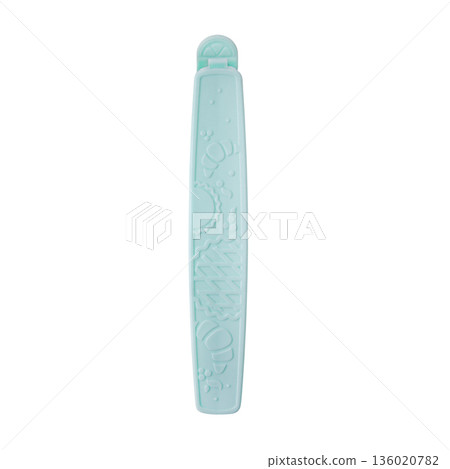 Blue-turquoise plastic clip for sealing and storing grocery bags. Blue-turquoise plastic clip for sealing and storing grocery bags. 136020782