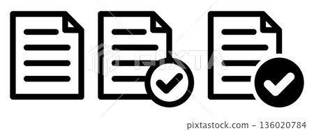 Approved document/check mark document icon Approved document/check mark document icon 136020784
