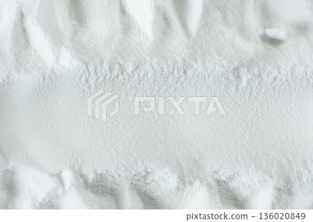Soda powder sodium bicarbonate surface. Abstract white background with space for text. Soda powder sodium bicarbonate surface. Abstract white background with space for text. 136020849