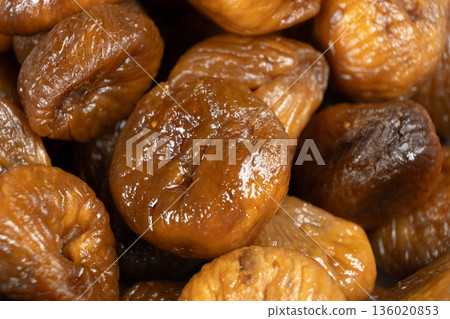 Macro Texture of Dried Figs, Lots of Figs, Fruit Background Macro Texture of Dried Figs, Lots of Figs, Fruit Background 136020853