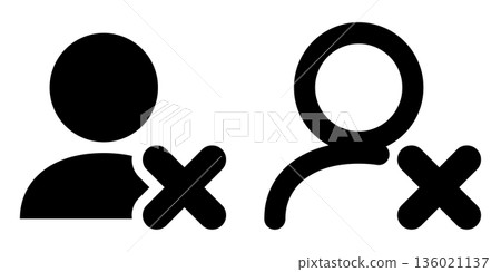 User deletion icon | Simple UI material with person and cross mark User deletion icon | Simple UI material with person and cross mark 136021137