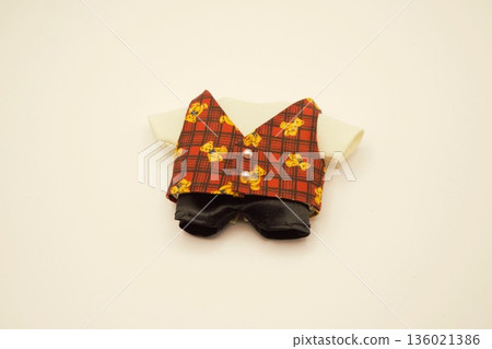 Plush clothes: Red checked vest and black pants 3 Plush clothes: Red checked vest and black pants 3 136021386