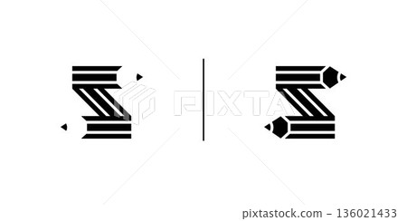 Unique and modern the initial S Pencil logo design 136021433
