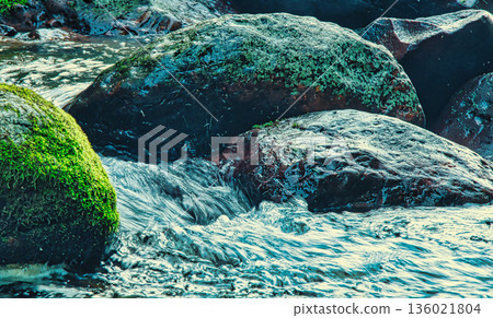 River Flowing Between Rocks 136021804