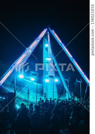 Blue lights of an amusement park Blue lights of an amusement park 136021858