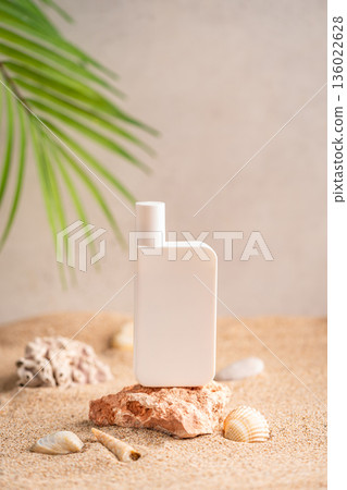 Sunblock or sunscreen in cosmetic tube 136022628