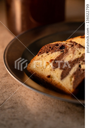 Exquisite handmade marble pound cake slices Exquisite handmade marble pound cake slices 136022799