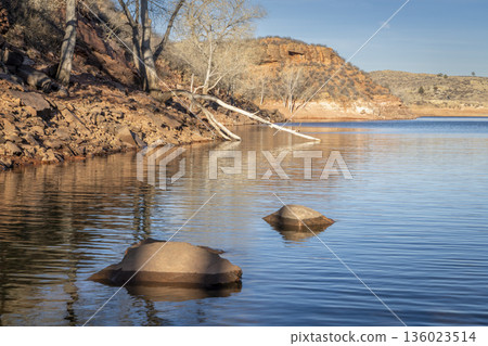 Satanka Bay of Horsetooth Reservoir in northern Colorado, winter scenery Satanka Bay of Horsetooth Reservoir in northern Colorado, winter scenery 136023514
