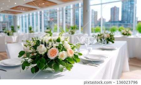Elegant Wedding Reception Venue with City Views 136023796