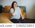Frustrated woman with tooth ache for dental issue, jaw infection or gum disease at home. Female person, decay or sore teeth in discomfort for mouth cavity, illness or swollen abscess 136023801