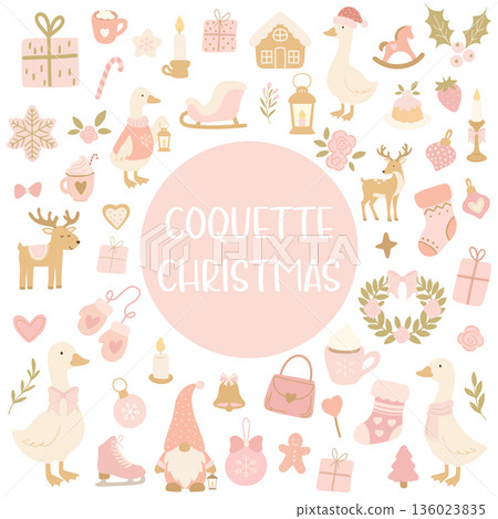 Coquette christmas graphic elements bundle collection 136023835
