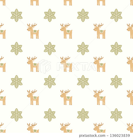 Christmas seamless pattern with deer and star shapes Christmas seamless pattern with deer and star shapes 136023839