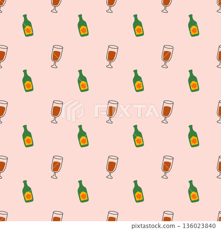 Mexican holiday drinks seamless pattern with bottles 136023840
