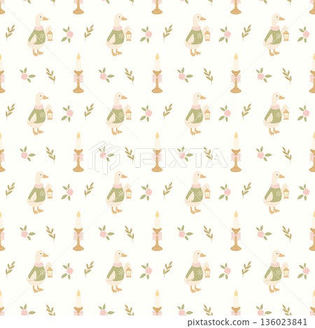 Cute geese wearing sweaters seamless pattern 136023841