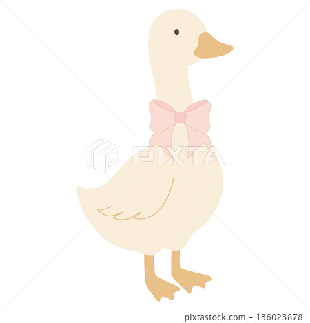 Cute white goose wearing a pink bow Cute white goose wearing a pink bow 136023878