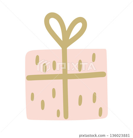 Pink gift box celebrating minimalist holiday season 136023881