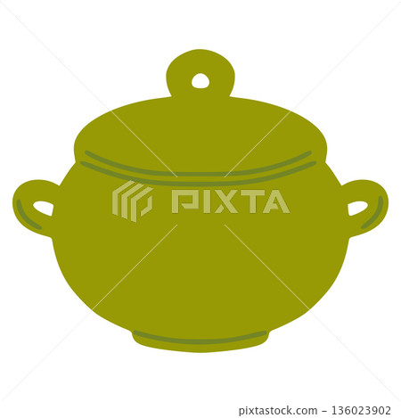 Green cooking pot symbol representing italian food 136023902