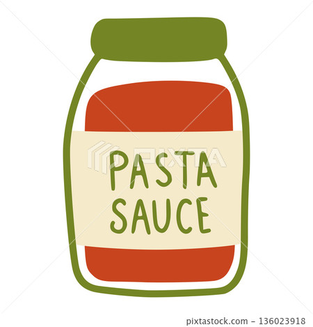 Pasta sauce in jar with label concept 136023918