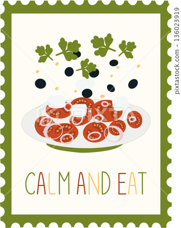 Healthy eating calm and eat lifestyle illustration Healthy eating calm and eat lifestyle illustration 136023919