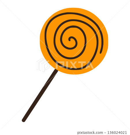 Round orange swirl lollipop celebrating halloween festivities Round orange swirl lollipop celebrating halloween festivities 136024021