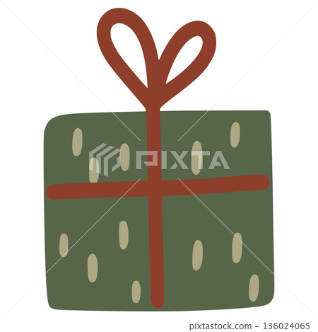 Green christmas gift box with red ribbon Green christmas gift box with red ribbon 136024065