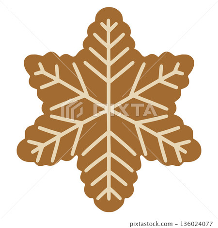 Gingerbread snowflake cookie representing winter holidays Gingerbread snowflake cookie representing winter holidays 136024077