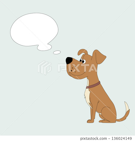Cartoon dog thinking with empty thought bubble Cartoon dog thinking with empty thought bubble 136024149
