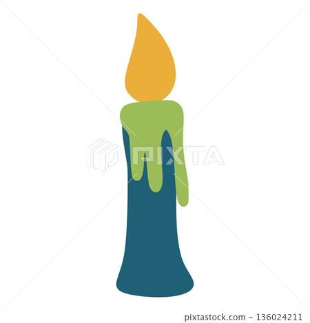 Burning candle with melting green wax for day of the dead celebration Burning candle with melting green wax for day of the dead celebration 136024211