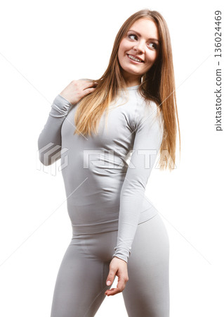 Fit woman in thermolinen underwear Fit woman in thermolinen underwear 136024469